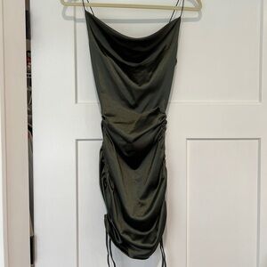 H&M Green Satin Cinch Dress